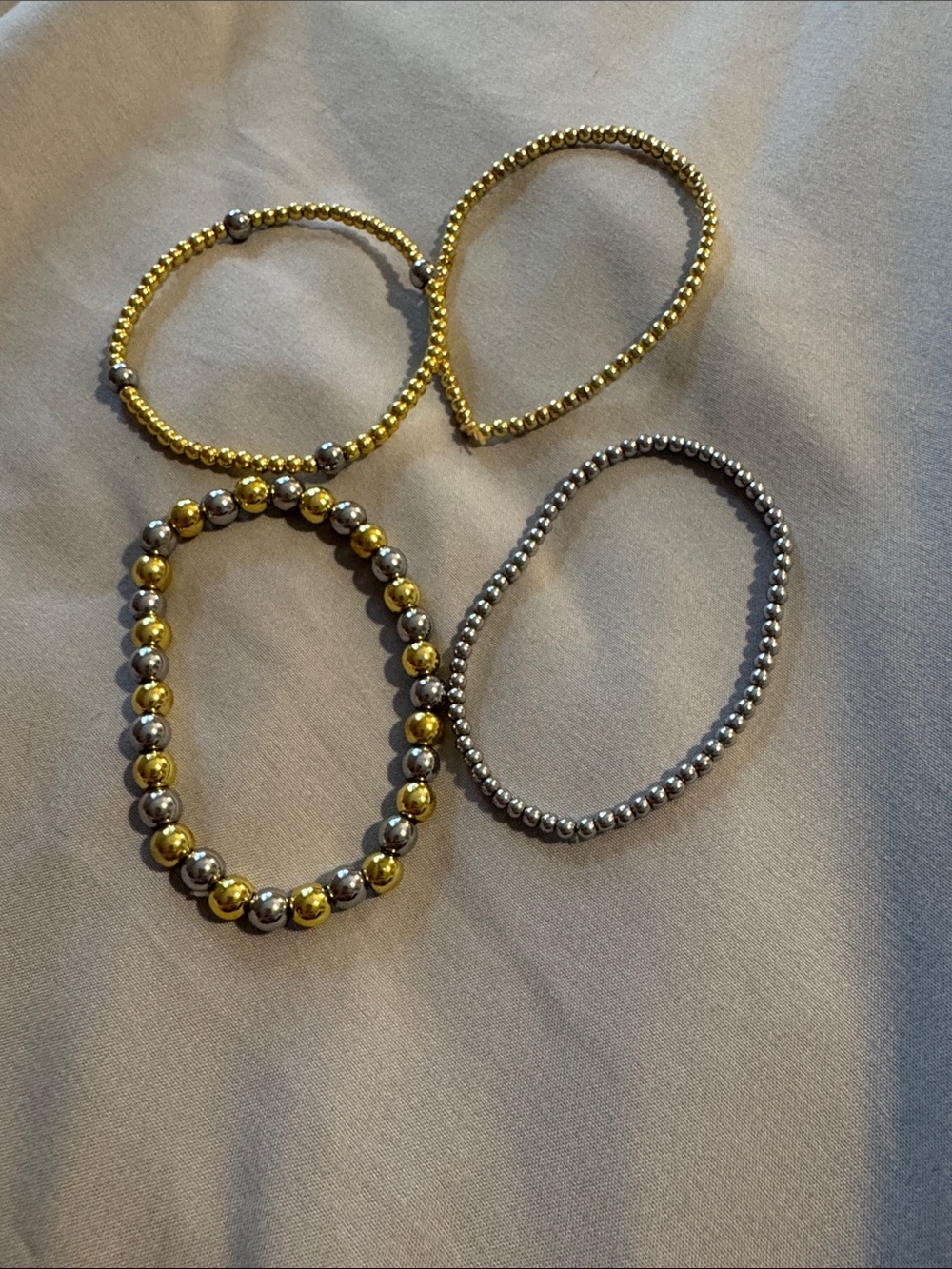 Gold & Silver Bead Stretch Bracelet Set - Women Jewelry